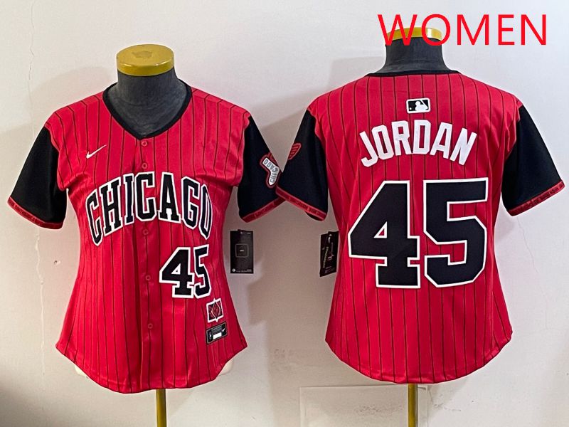 Women 2025 Chicago White Sox #45 Jordan Red Joint Name Nike MLB Jersey style 5->women mlb jersey->Women Jersey